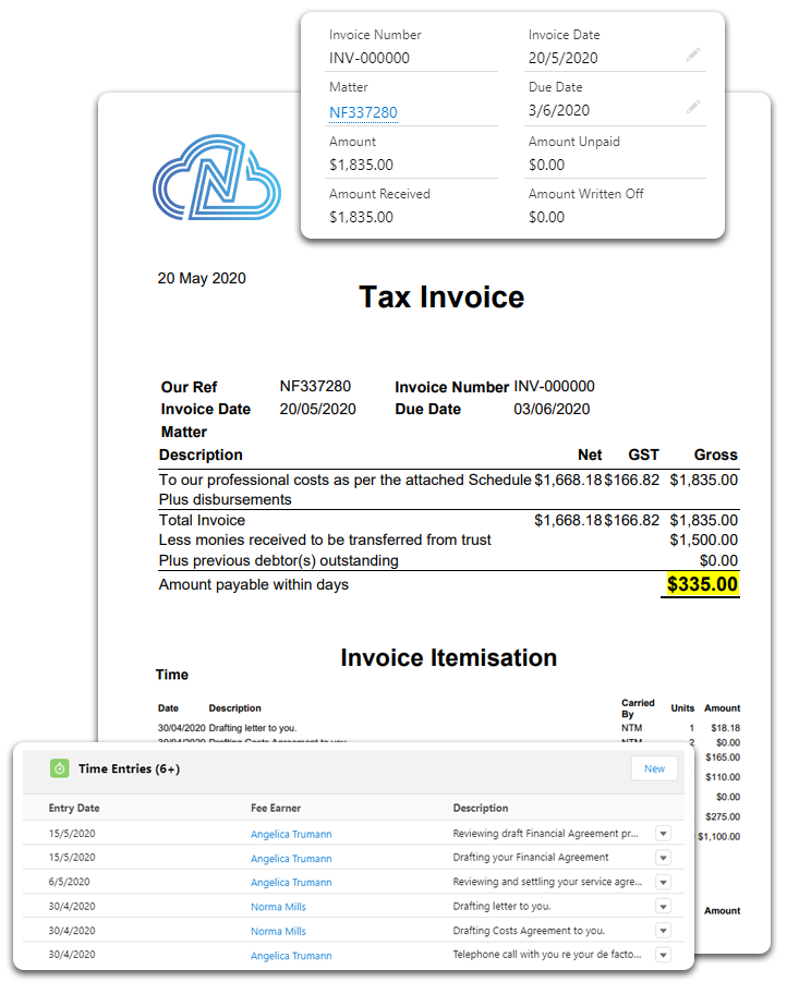 Automatic legal tax invoice generation